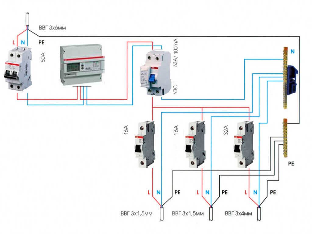 Схема подключения электросчетчика однофазного в частном доме от столба и внутри дома